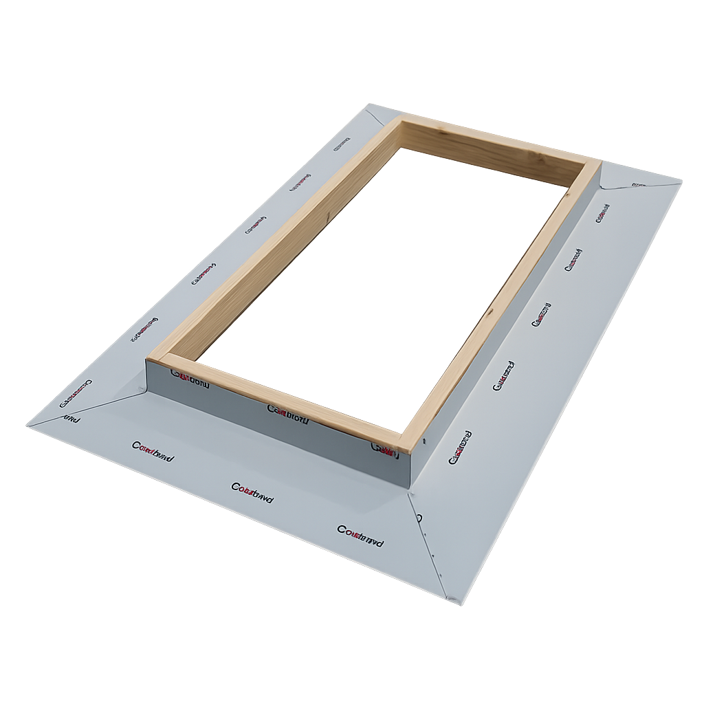 Custom skylight flashing kit fitted around a roof opening